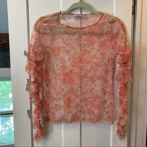 Zara Floral See-Through Top